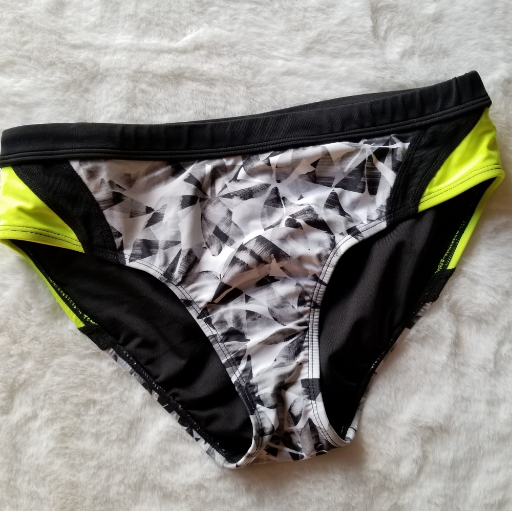 Athleta Streamline Swim Bottoms Black Lime Medium Bikini